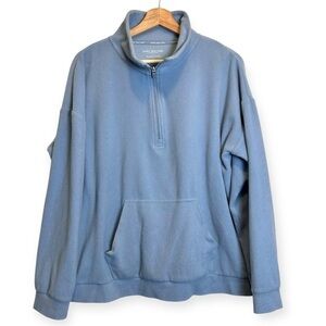 Marc New York Blue Ribbed Mock Neck Zip-Up Sweater Size XL